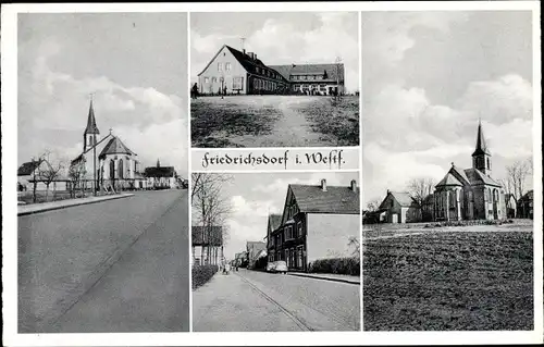 Ak Friedrichsdorf Gütersloh in Westfalen, Kirchenansichten, Straßenansicht, Gebäude