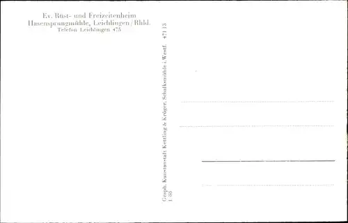 Ak Leichlingen im Rheinland, Ev. Rüst und Freizeitenheim Hasensprungmühle, Außenansicht