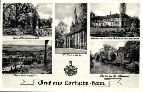 Wappen Ak Northeim in Niedersachsen, Am Bleichenwall, St. Sixti Kirche, Meisterschule