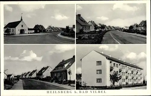 Ak Heilsberg Bad Vilbel im hessischen Wetteraukreis, Straßenpartien, Wohnhäuser, Kirche