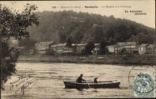 Ak Marbache Meurthe-et-Moselle, La Moselle et le Faubourg