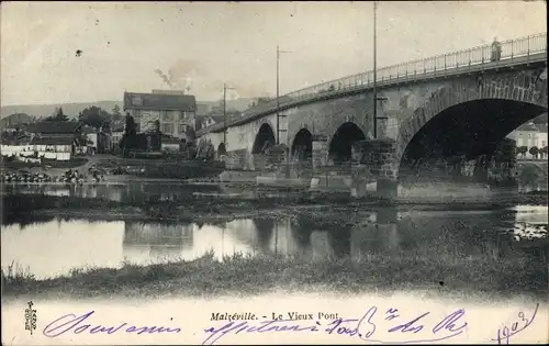 Ak Malzeville Meurthe et Moselle, Le Vieux Pont