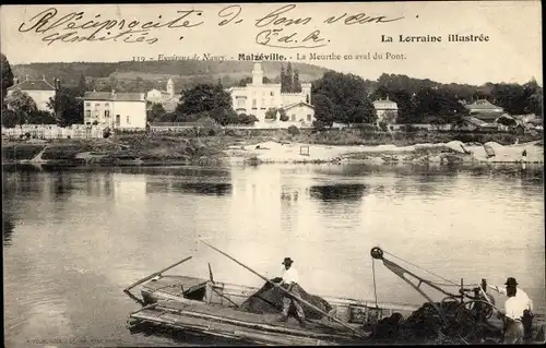 Ak Malzeville Meurthe et Moselle, La Meurthe en aval du Pont