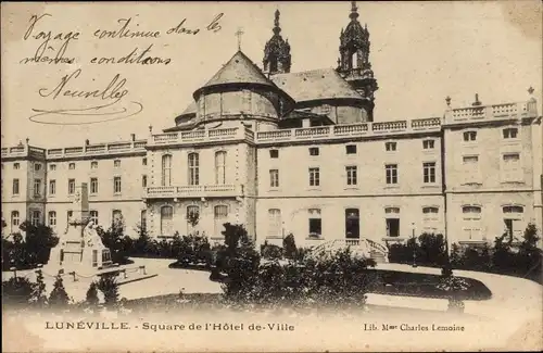 Ak Luneville Meurthe et Moselle, Square de l'Hotel de Ville