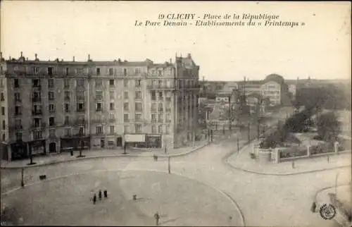 Ak Clichy Hauts de Seine, Place de la Republique, Le Parc Denain