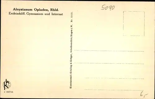 Ak Opladen Leverkusen im Rheinland, Aloysianum, Erzbischöfliches Gymnasium und Internat, Studiersaal