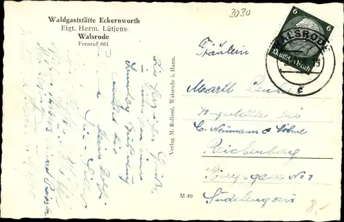 Ak Walsrode im Heidekreis, Waldwirtschaft Eckernworth