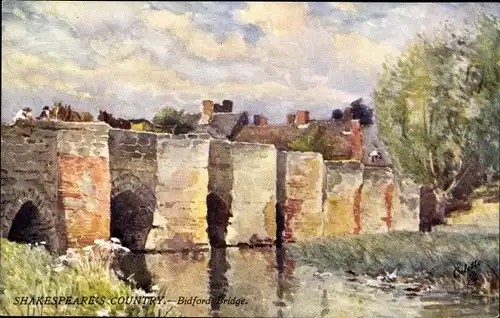 Künstler Ak Bidford on Avon Warwickshire England, Bidford Bridge, Shakespeare Country