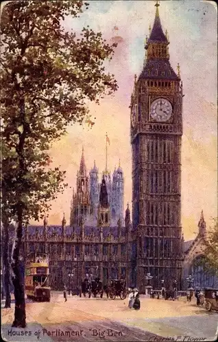 Künstler Ak Flower, Charles, London City, Houses of Parliament, Big Ben, Tuck 7898