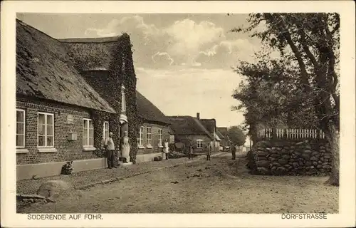 Ak Süderende Insel Föhr in Nordfriesland, Dorfstraße