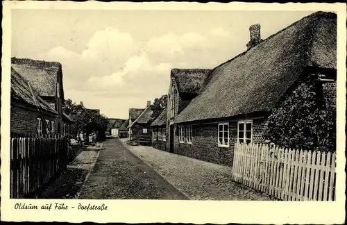 Ak Oldsum Insel Föhr in Nordfriesland, Dorfstraße