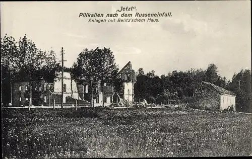 Ak Dobrowolsk Pillkallen Ostpreußen, Belitzsches Haus, Kriegstrümmer