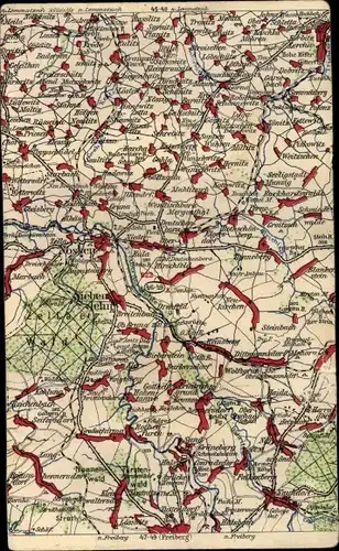 Landkarten Ak Siebenlehn Großschirma in Sachsen, Nossen, Wetterwitz, Hetzdorf