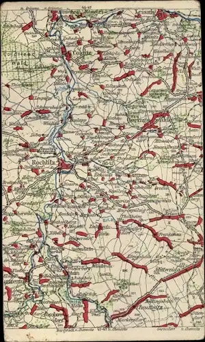 Landkarten Ak Rochlitz an der Mulde, Colditz, Leisnig, Claußnitz, Geringswalde, Burkersdorf