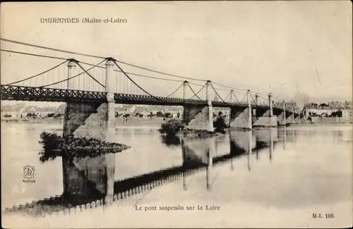 Ak Ingrandes Maine-et-Loire, Le pont suspendu sur la Loire