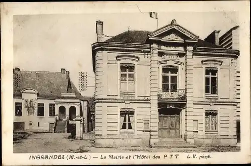 Ak Ingrandes Maine-et-Loire, La Mairie et l'Hôtel des P T T