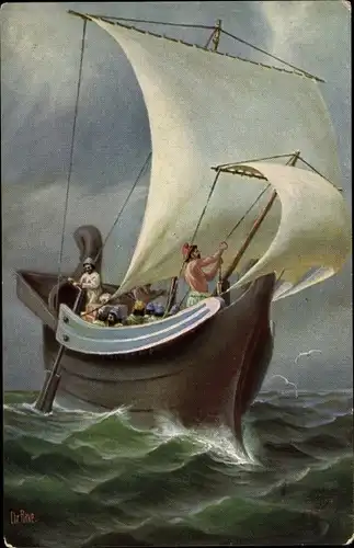 Künstler Ak Rave, Chr., Marine Galerie Nr. 134, Römisches Segelschiff