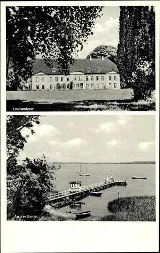 Ak Güby in Schleswig Holstein, Schloss Louisenlund, Steg an der Schlei