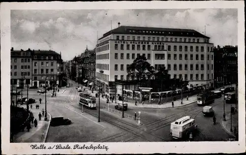 Ak Halle an der Saale, Riebeckplatz, Hotel Goldene Kugel