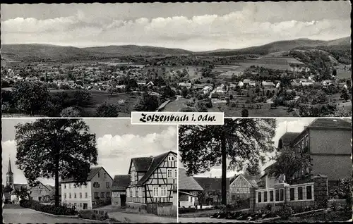Ak Zotzenbach Rimbach im Odenwald, Panorama, Kriegerdenkmal, Ortspartie