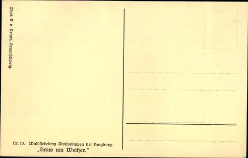 Ak Wolfsklippen Bad Harzburg, Haus am Weiher