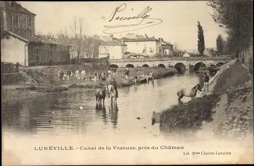 Ak Luneville Meurthe et Moselle, Canal de la Vezouze, pres du Chateau