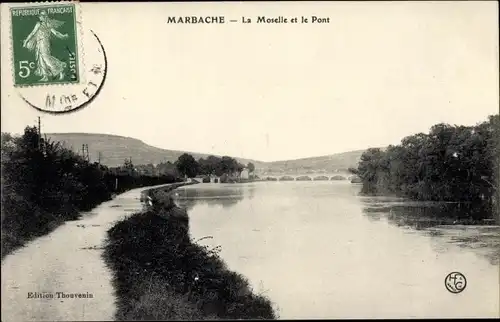 Ak Marbache Meurthe-et-Moselle, La Moselle et le Pont
