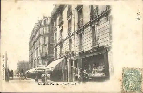 Ak Levallois Perret Hauts Seine, Rue Gravel, Restaurant