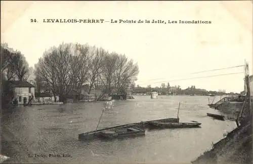 Ak Levallois Perret Hauts Seine, La Pointe de la Jette, Les Inondations