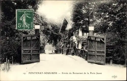 Ak Fontenay sous Bois Val de Marne, Entree du Restaurant de la Porte Jaune