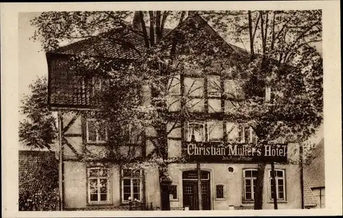 Ak Duingen Niedersachsen, Blick auf Christian Müllers Hotel, Fachwerkhaus