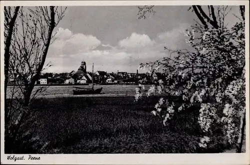 Ak Wolgast in Mecklenburg Vorpommern, Blick zur Peene, Stadt