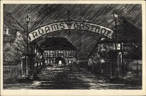 Künstler Ak Moritzburg in Sachsen,1000 Jahre Sachsenland, Adam's Gasthof, Radierung von L. Bernhard