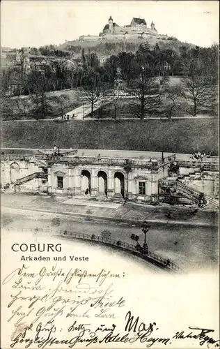 Ak Coburg in Oberfranken, Arkaden, Veste