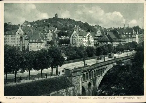 Ak Plauen Vogtland,Friedrich August Brücke, Bärenstein