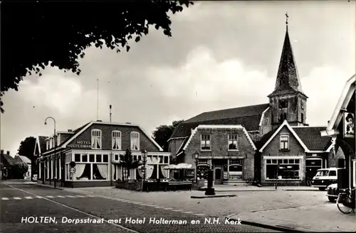 Ak Holten Overijssel, Dorpsstraat met Hotel Holterman, Ned Herv Kerk