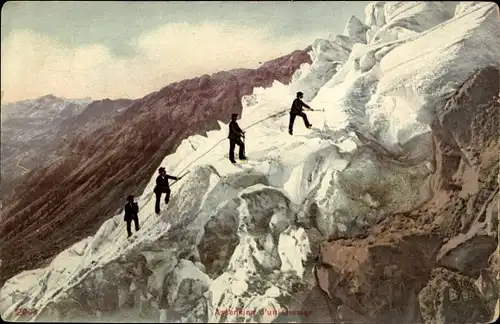 Ak Ascension d'un Glacier, Bergsteiger auf einem Gletscher