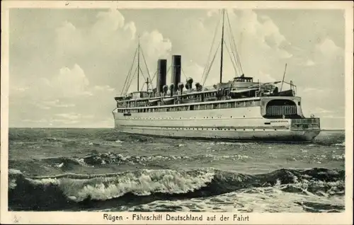 Ak Insel Rügen, Fährschiff Deutschland auf der Fahrt