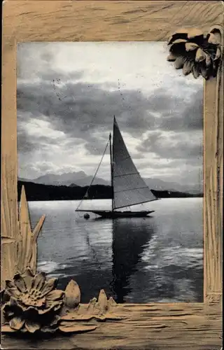 Passepartout Ak Segelboot auf dem Wasser