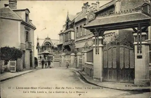 Ak Lion sur Mer Calvados, Rue du Parc, Villas La Javotte, La Villa Louis, La Guerite, La Masure