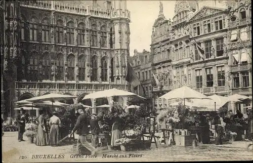 Ak Bruxelles Brüssel, Grand Place Marché au Fleurs