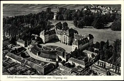 Ak Pommersfelden im Landkreis Bamberg, Fliegeraufnahme, Schloss Weissenstein