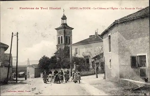 Ak Menil la Tour Meurthe et Moselle, Le Chateau et l'Eglise