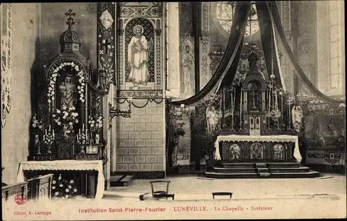 Ak Luneville Meurthe et Moselle, Institution Saint Pierre Fourier, La Chapelle, Interieur