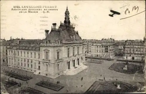 Ak Levallois Perret Hauts de Seine, Aeroplane, La Mairie