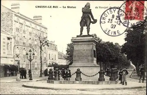 Ak Choisy le Roi Val de Marne, La Statue de Rouget de l'Isle