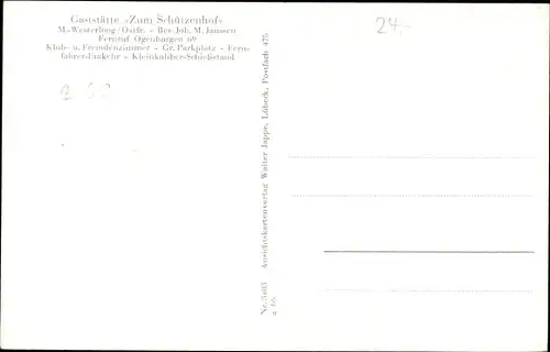 Ak Middels Westerloog Aurich, Gaststätte Zum Schützenhof, Inhaber J. M. Janssen