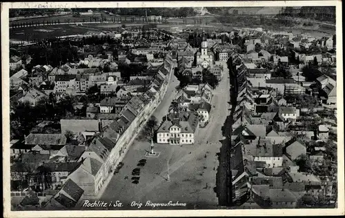 Ak Rochlitz an der Mulde, Fliegeraufnahme, Teilansicht der Stadt