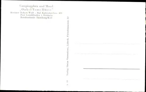 Ak Lentföhrden in Schleswig Holstein, Campingplatz Onkel Toms Hütte, Bundesstraße 4
