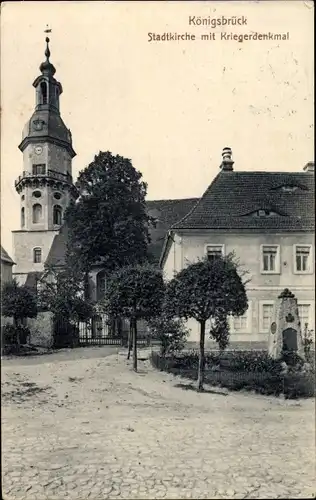 Ak Königsbrück in der Oberlausitz, Stadtkirche, Kriegerdenkmal